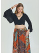 Tied Spanish Sleeve Black Plus Size Blouse 4623
